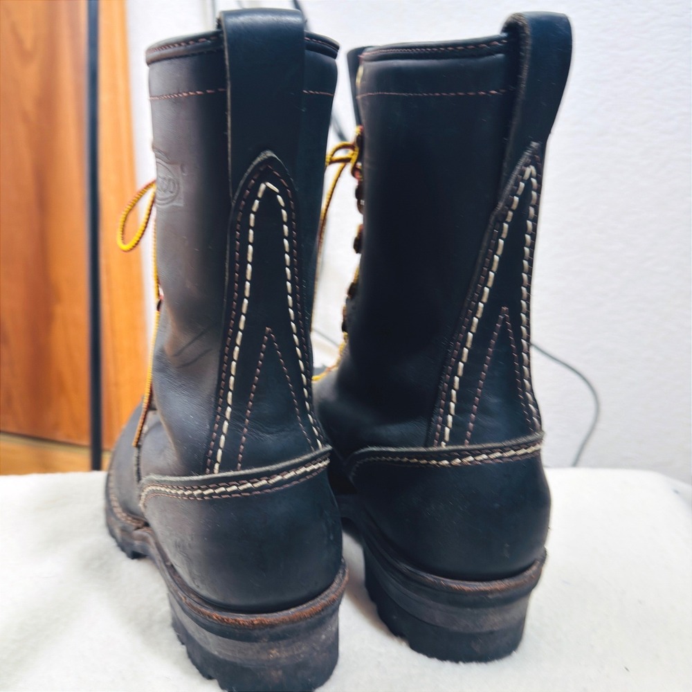 Wesco Highliner 10 inch Mens Work Boot 8.5 Blk Leather Logger Lug Sole USA Made - Picture 5 of 14
